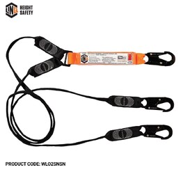 LINQ Elite Double Leg Shock Absorbing Webbing Lanyard with Snap Hooks